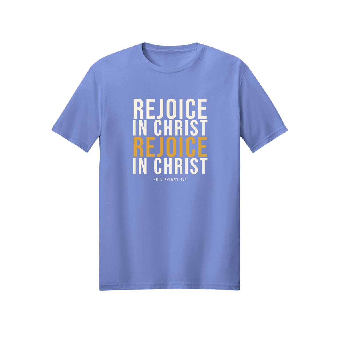 Stacked Rejoice in Christ shirt in Violet