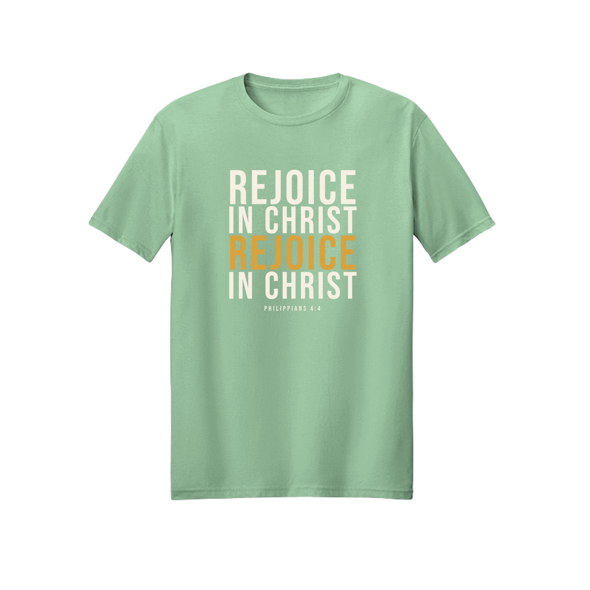 Stacked Rejoice in Christ shirt in Mint Green