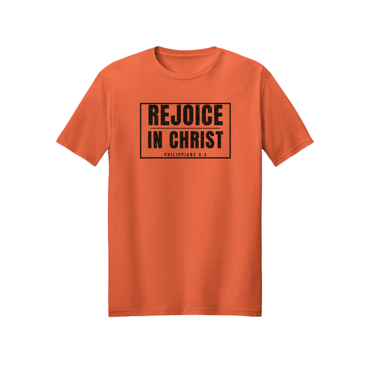 Boxed Rejoice in Christ shirt in Orange