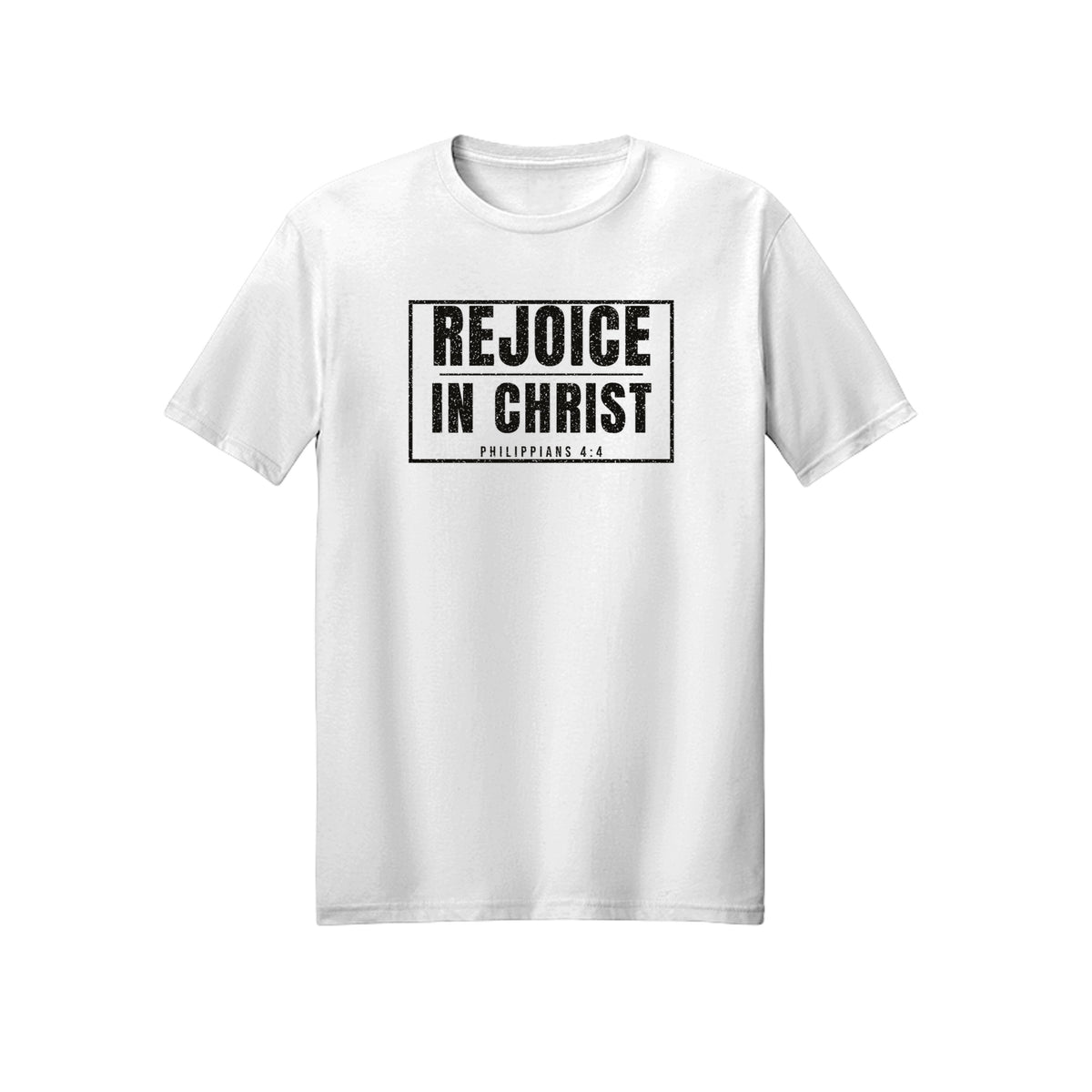 Boxed Rejoice in Christ shirt in White