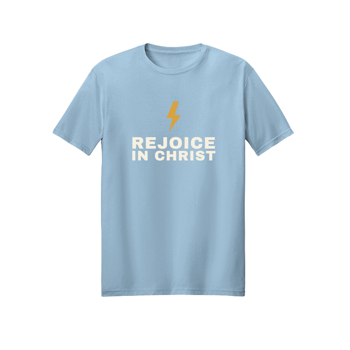 Lightning Rejoice in Christ shirt in Light Blue
