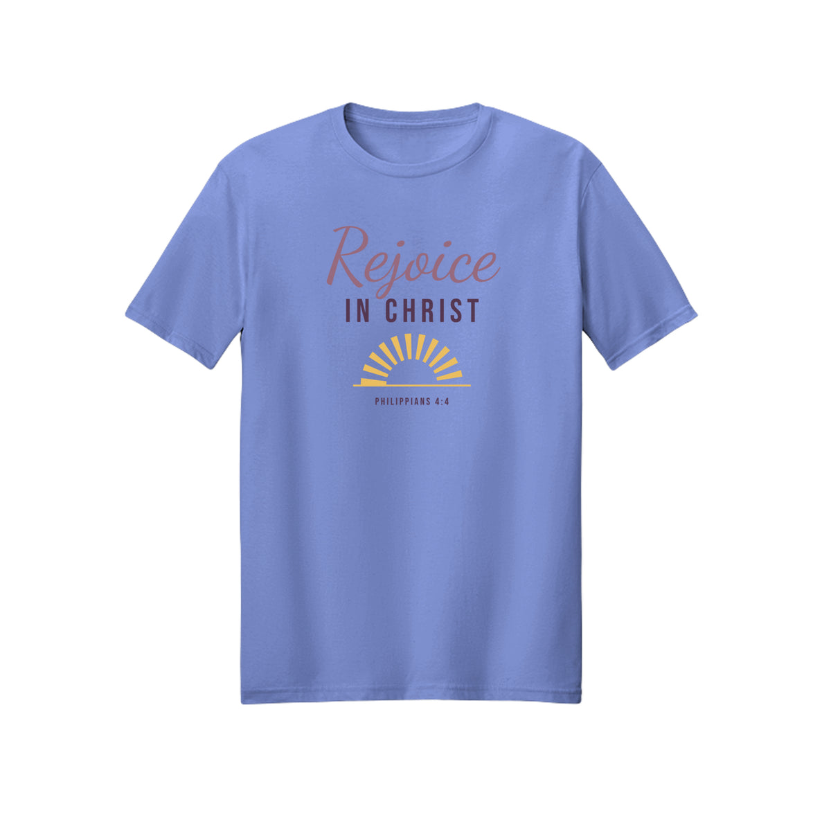 Sunrise Script Rejoice in Christ shirt in Violet
