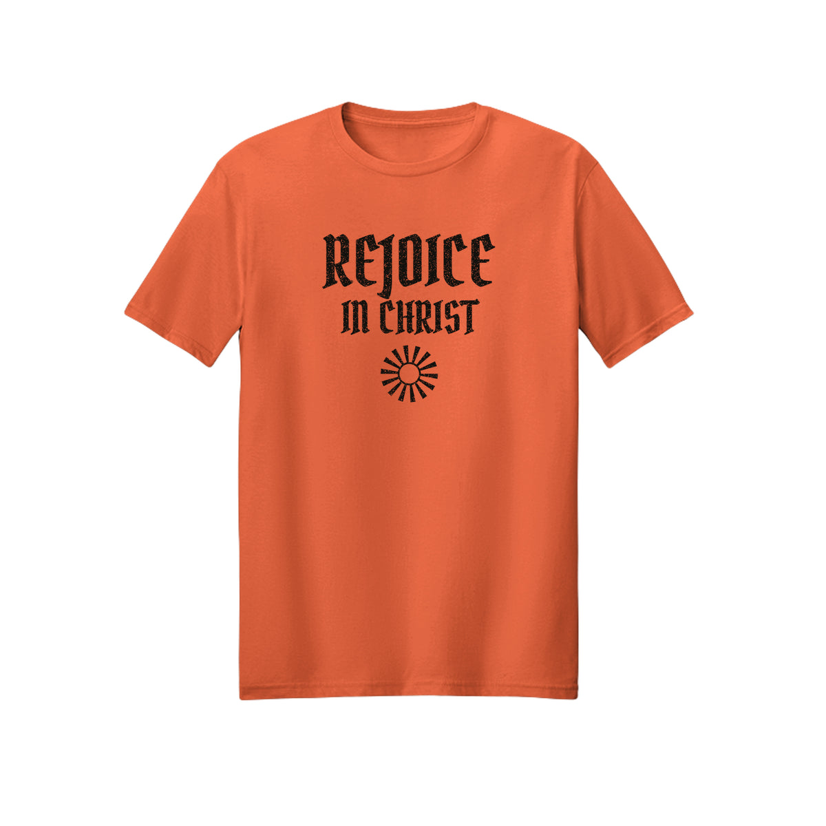 Gothic Rejoice in Christ shirt in Orange