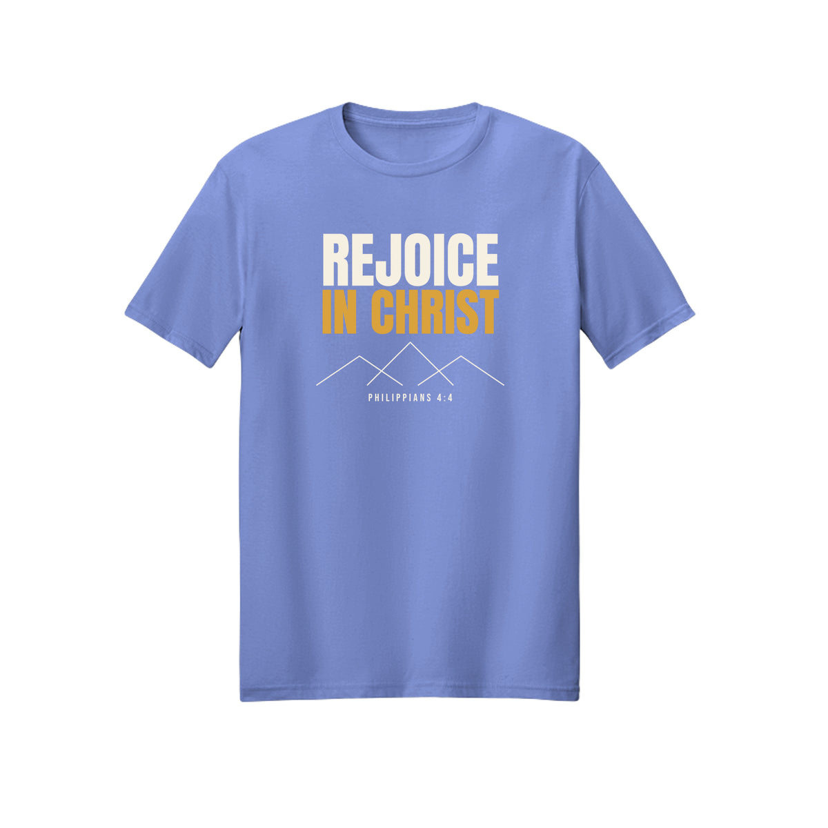 Bold Gold Rejoice in Christ shirt in Violet