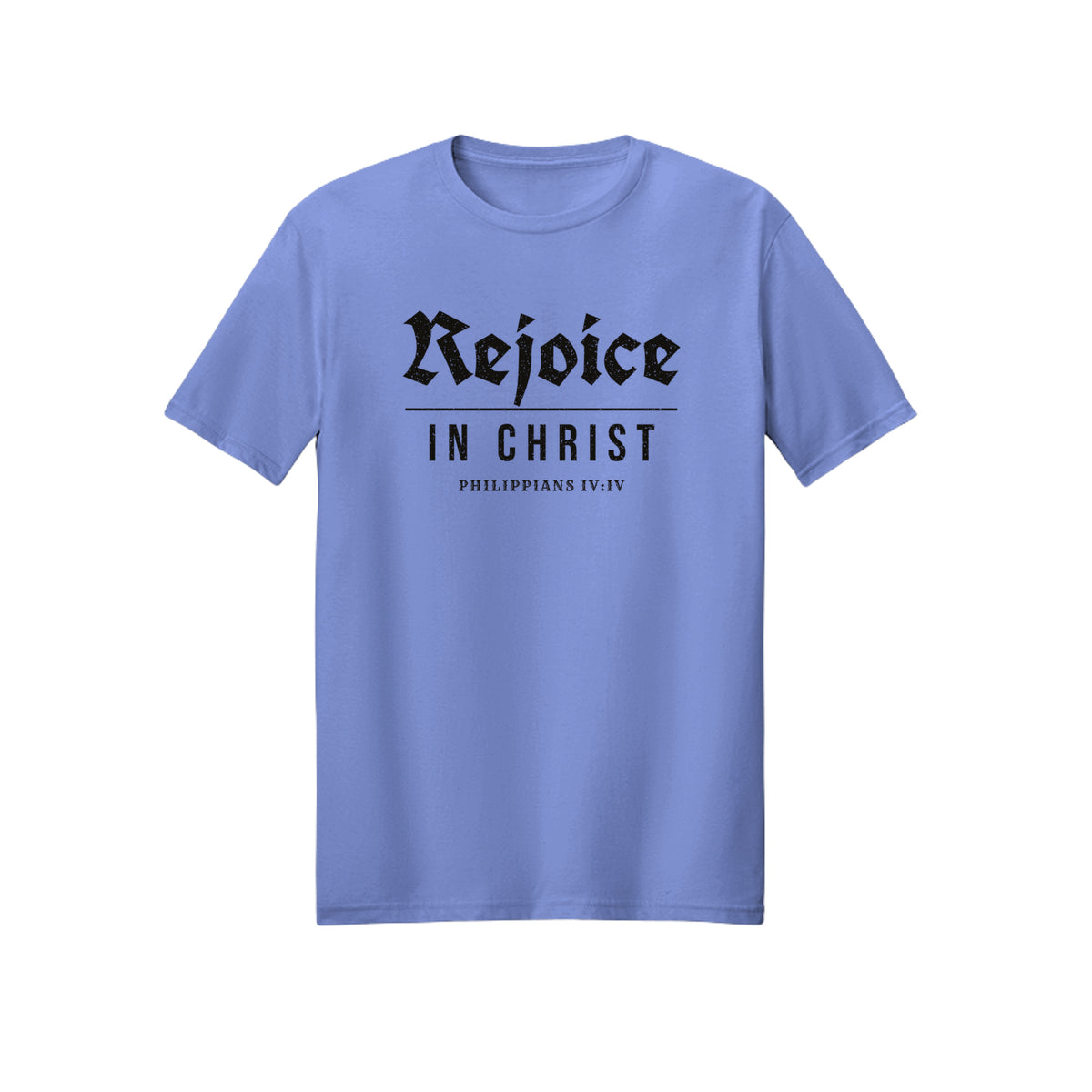 Blackletter Rejoice in Christ shirt in Violet