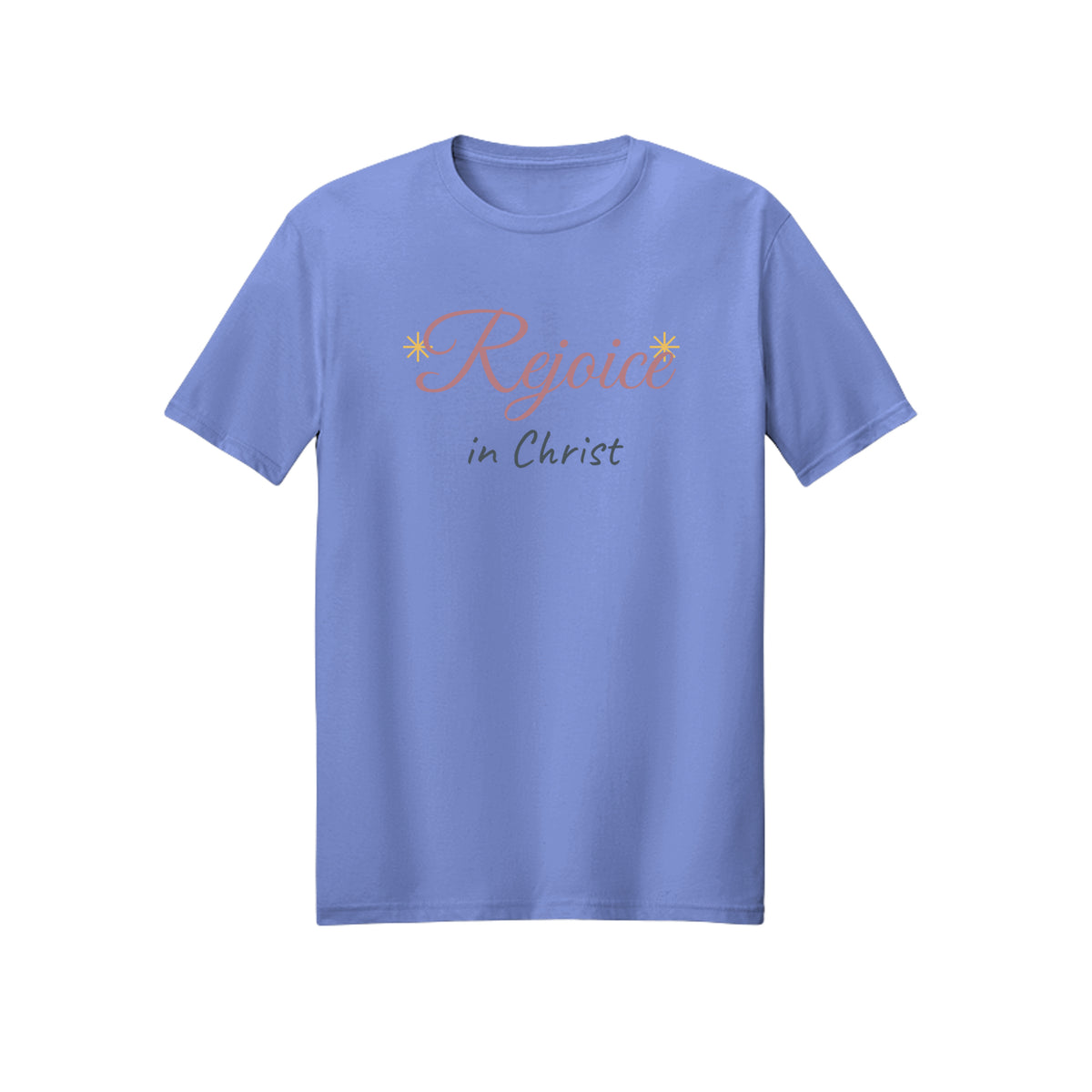 Sunlit Script Rejoice in Christ shirt in Violet