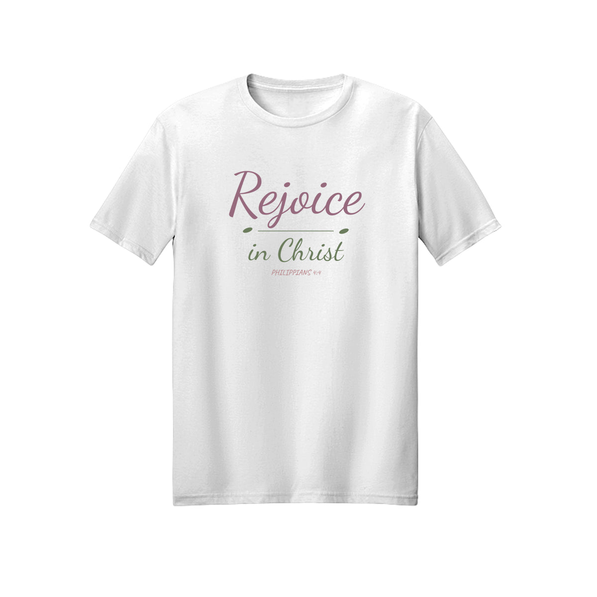 Soft Script Rejoice in Christ shirt in White