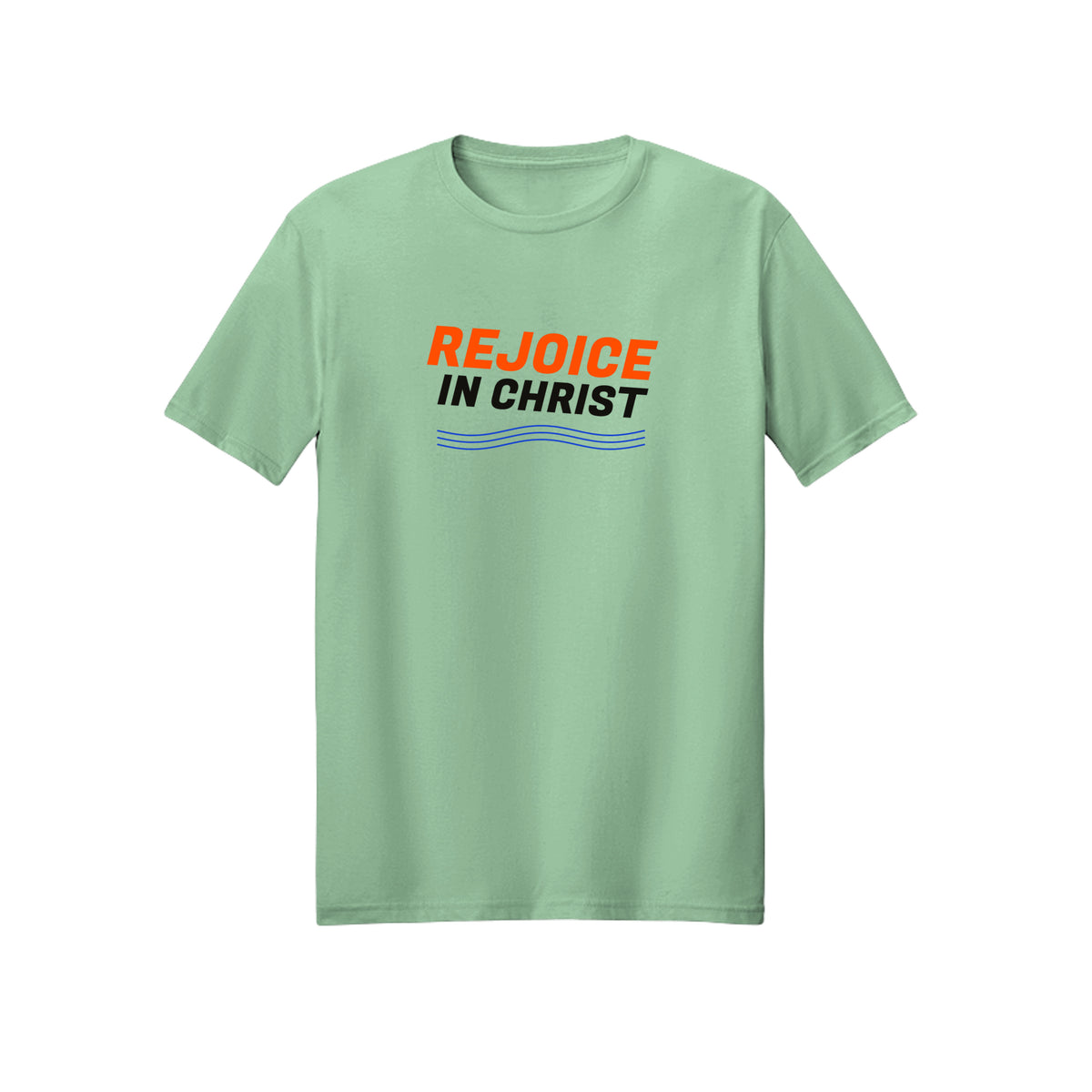 Starburst Rejoice in Christ shirt in Mint Green