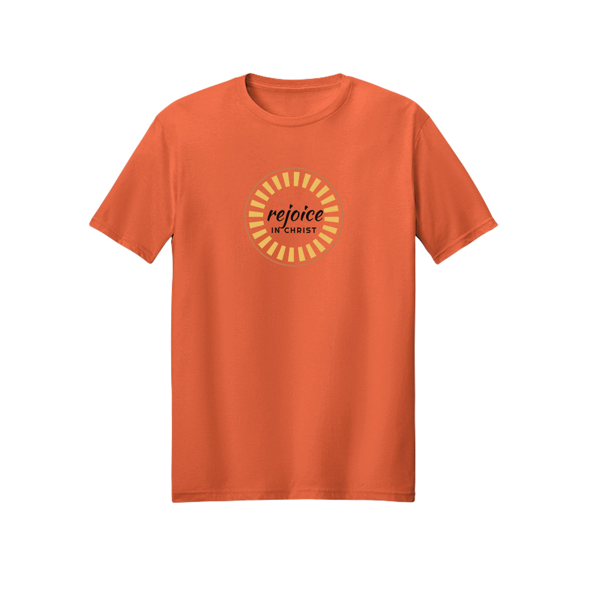 Sunburst Rejoice in Christ shirt in Orange