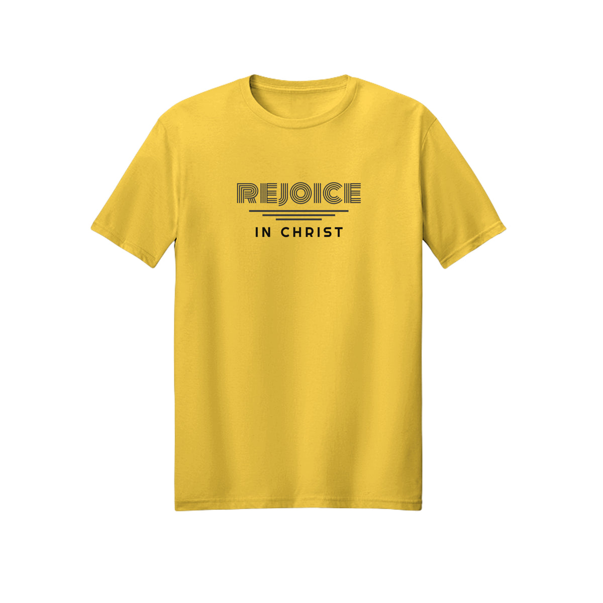 Small Retro Rejoice in Christ shirt in Daisy