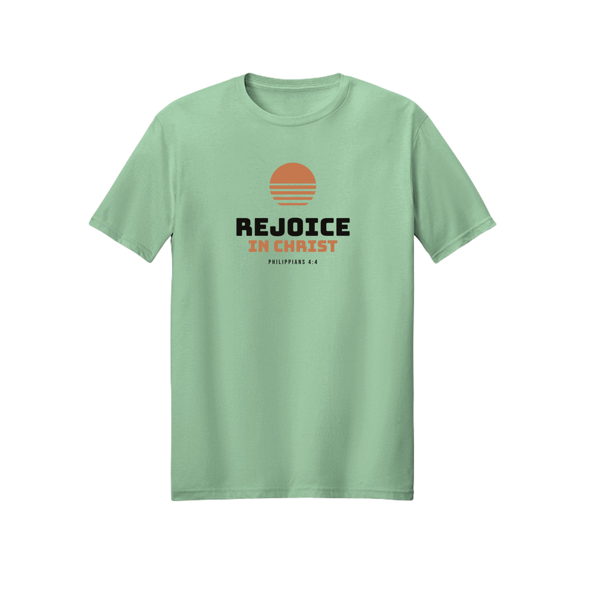 Retro Sun Rejoice in Christ shirt in Mint Green