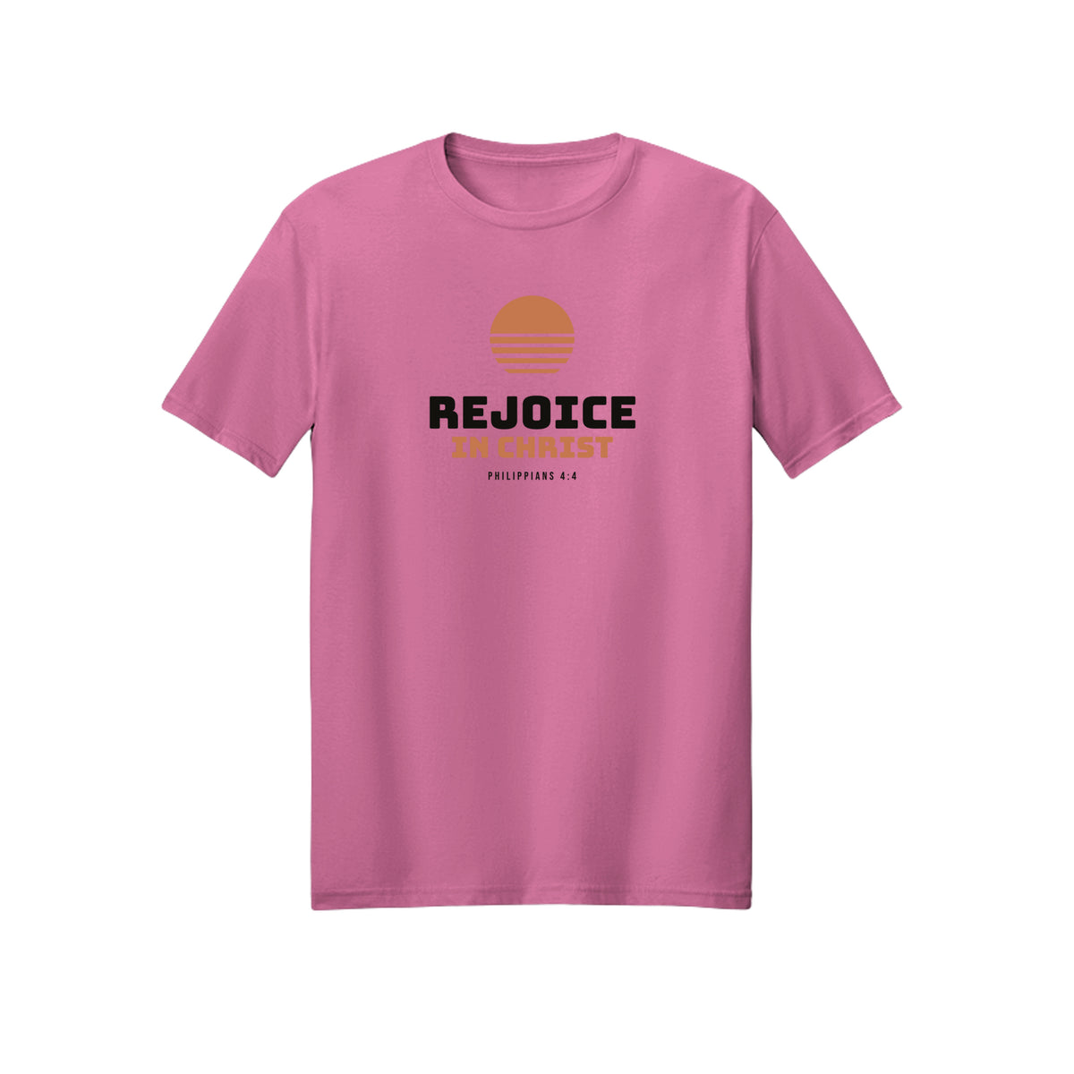 Retro Sun Rejoice in Christ shirt in Azalea