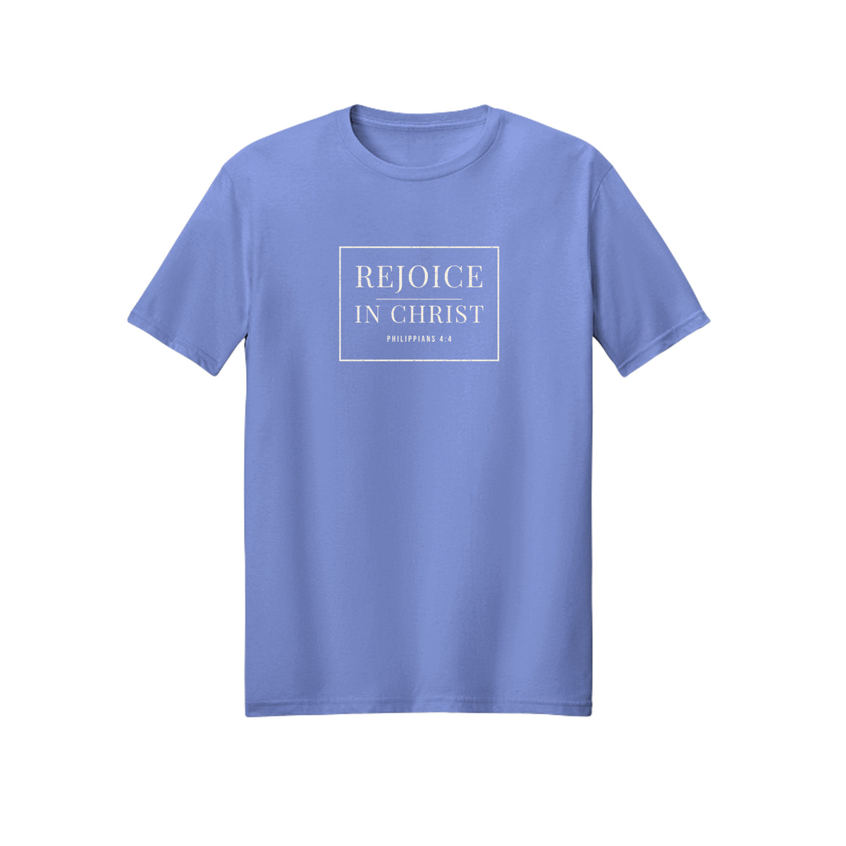 Minimal White Rejoice in Christ shirt in Violet