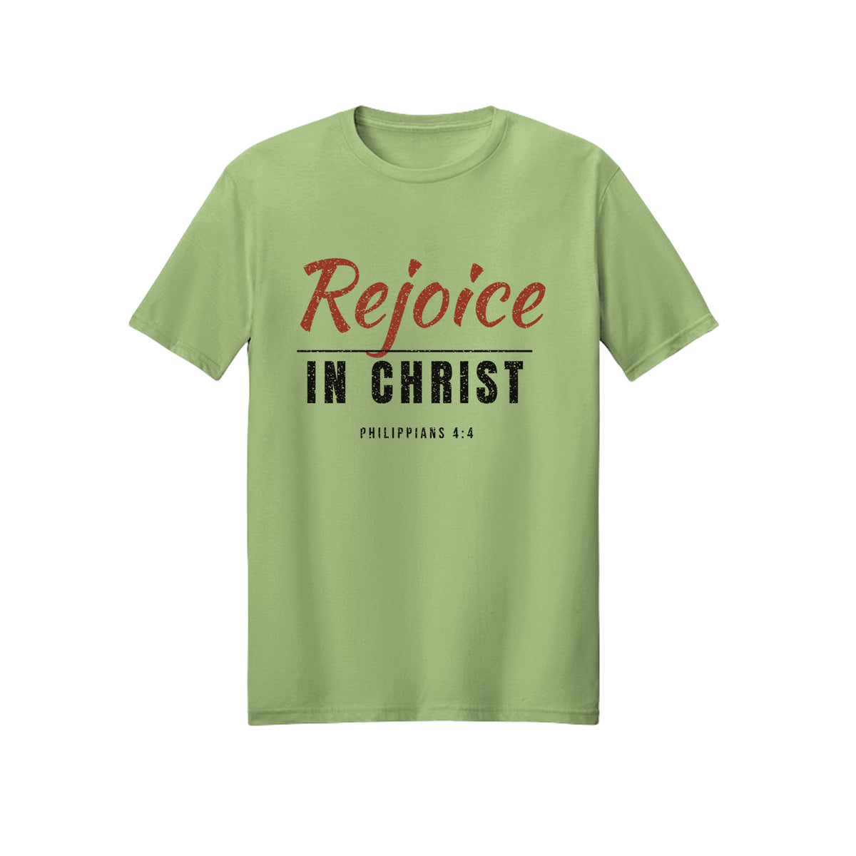 Distressed Rejoice in Christ shirt in Pistachio