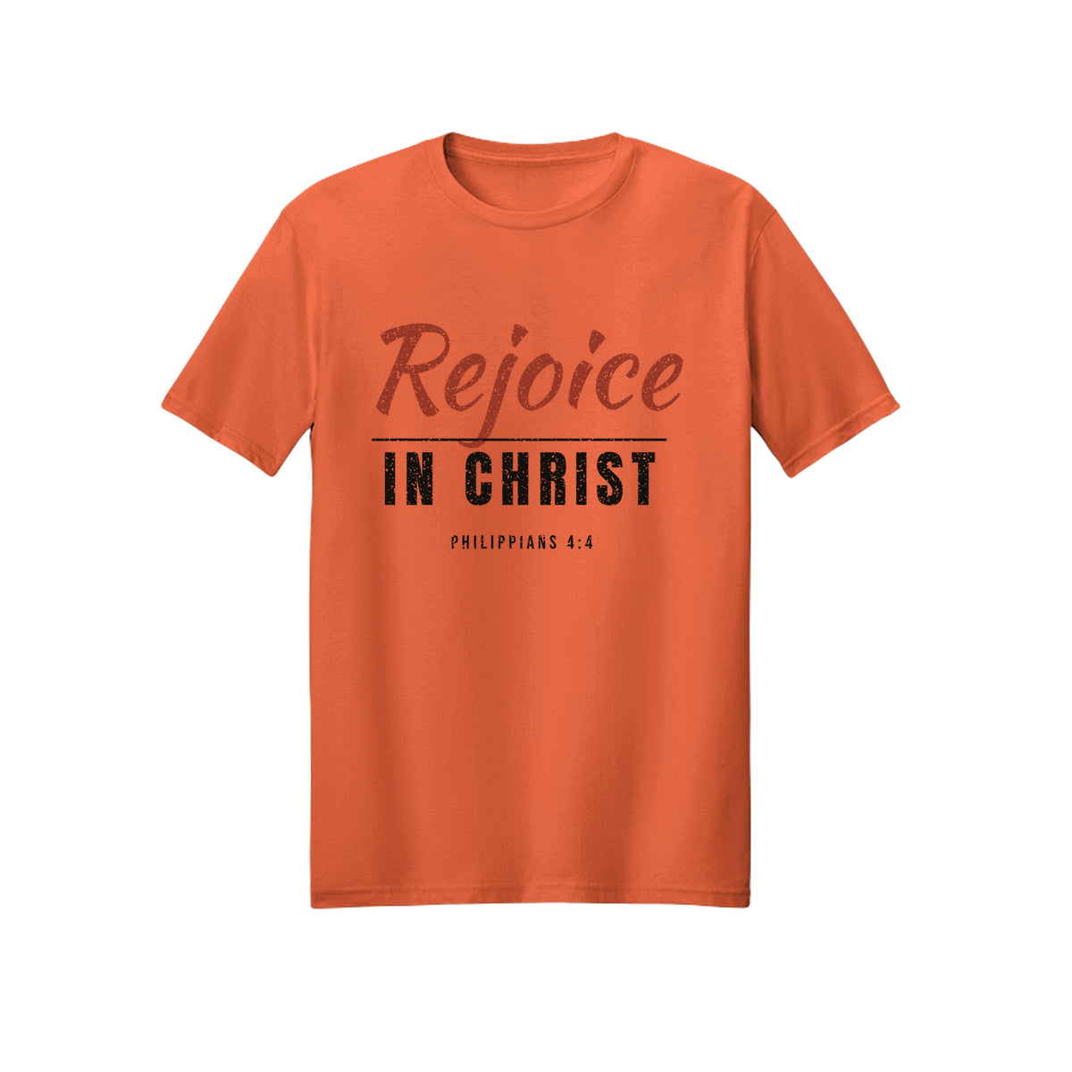 Distressed Rejoice in Christ shirt in Orange