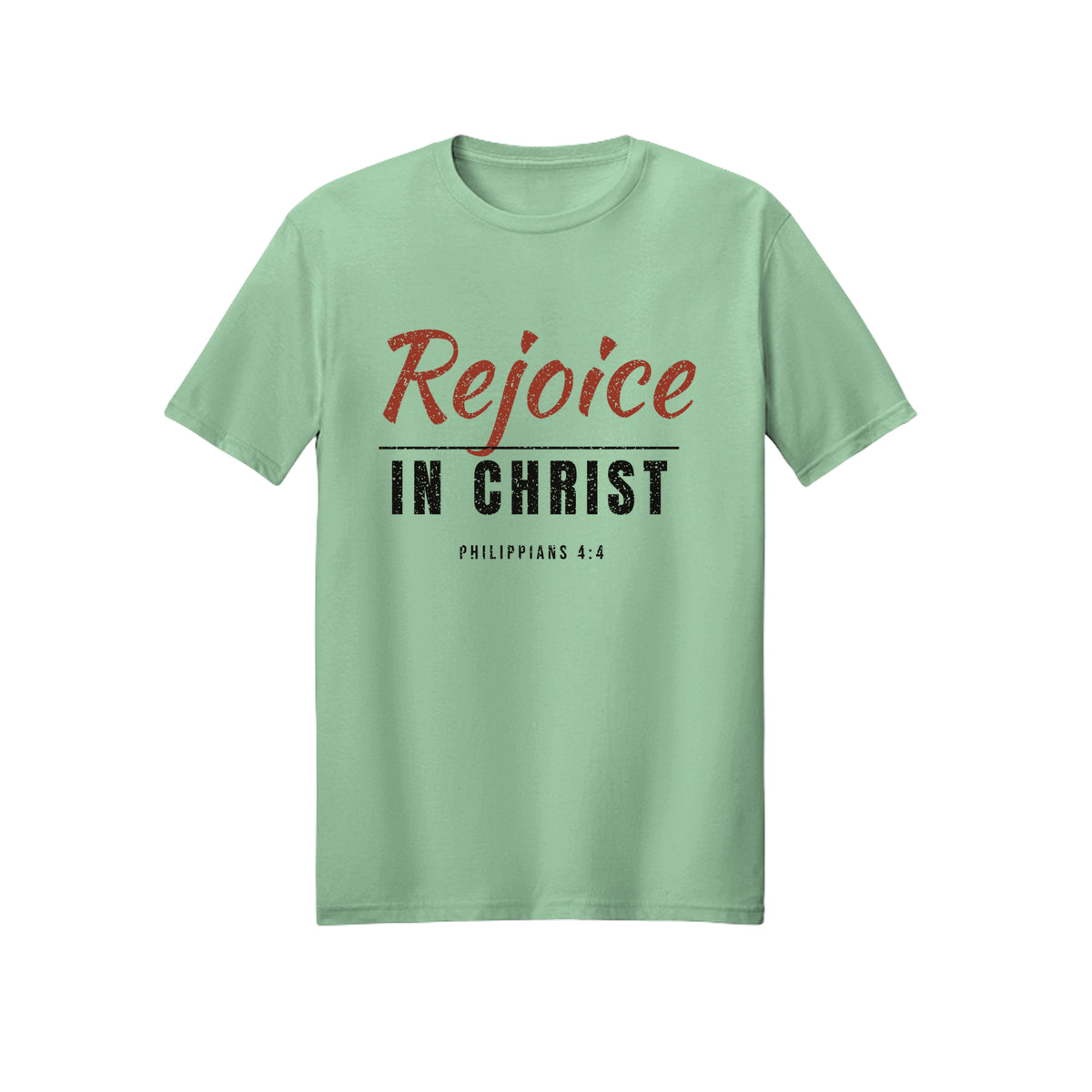 Distressed Rejoice in Christ shirt in Mint Green
