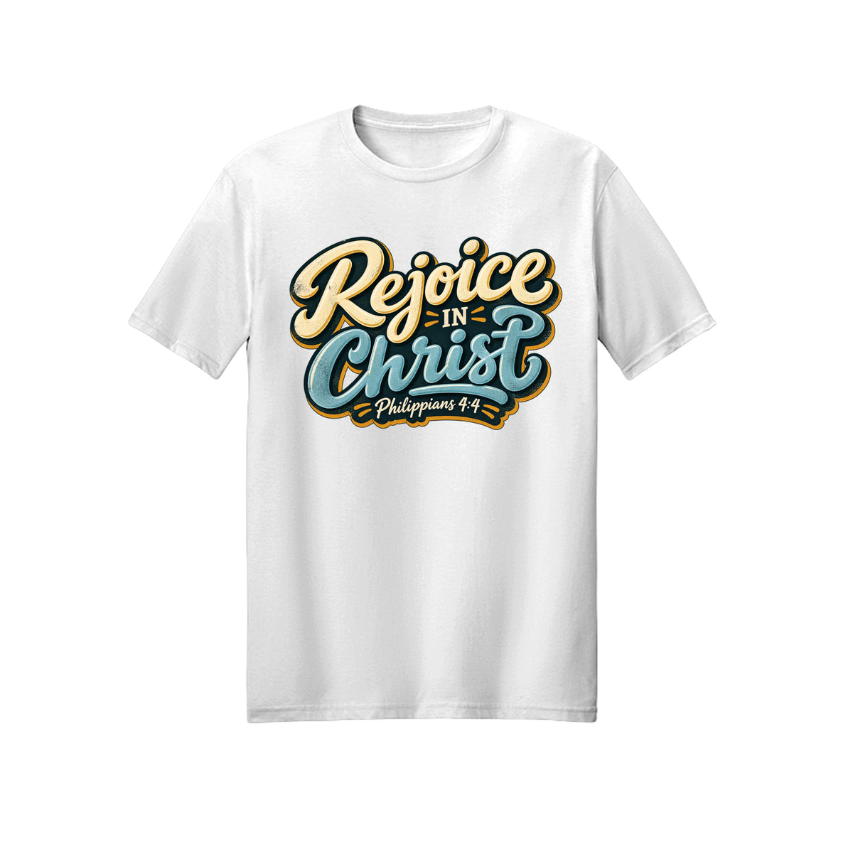 Vintage Badge Rejoice in Christ shirt in White