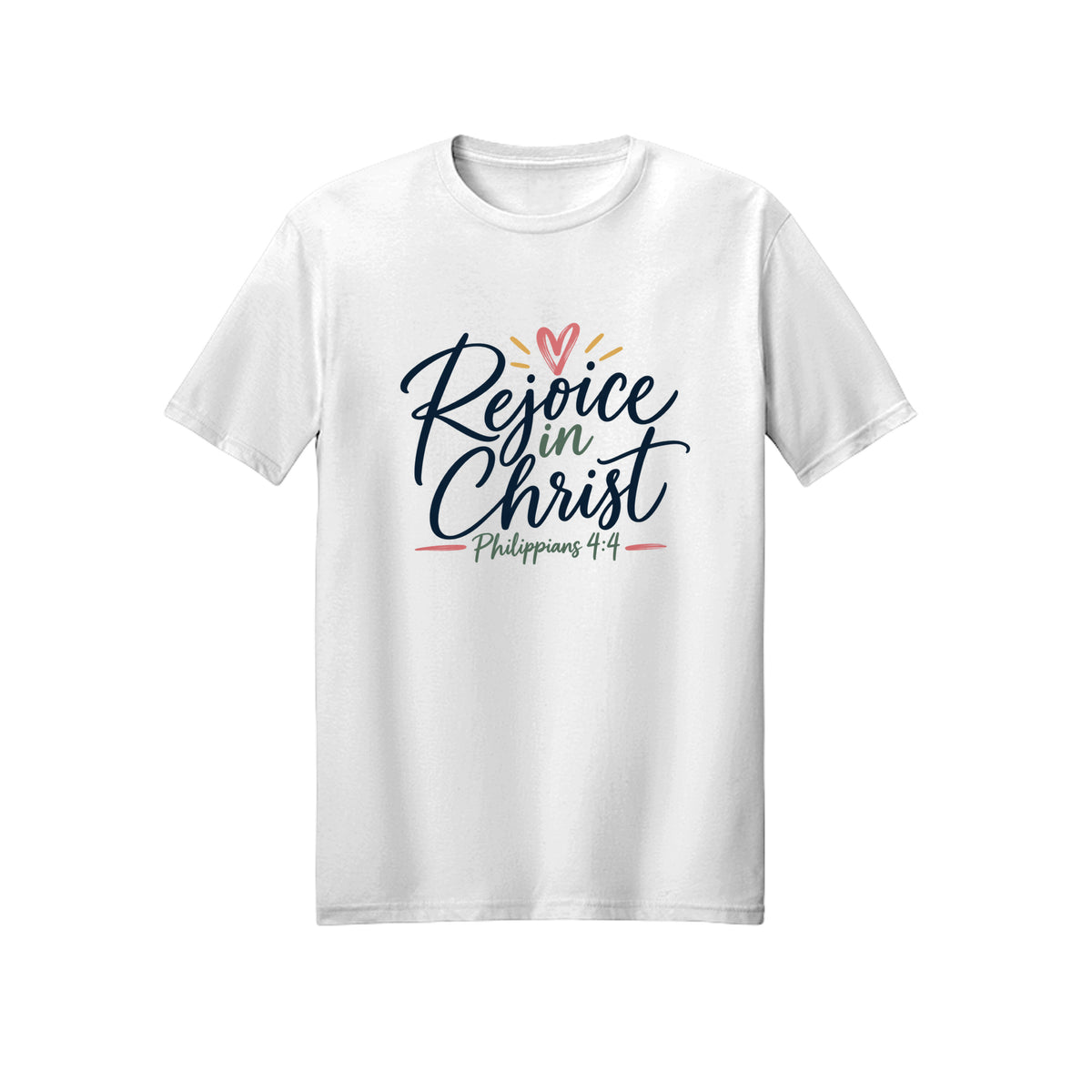 Elegant Script Rejoice in Christ shirt in White