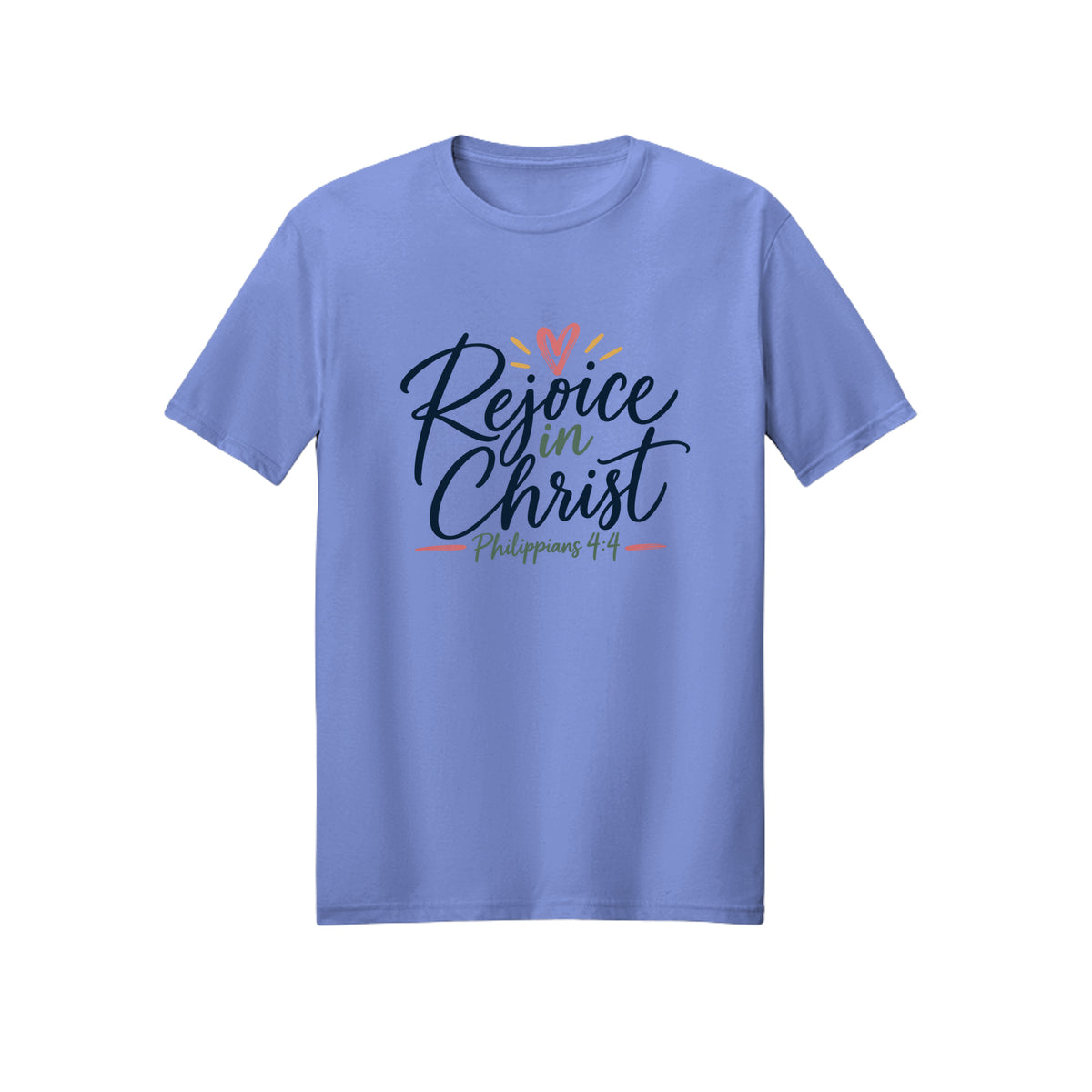 Elegant Script Rejoice in Christ shirt in Violet