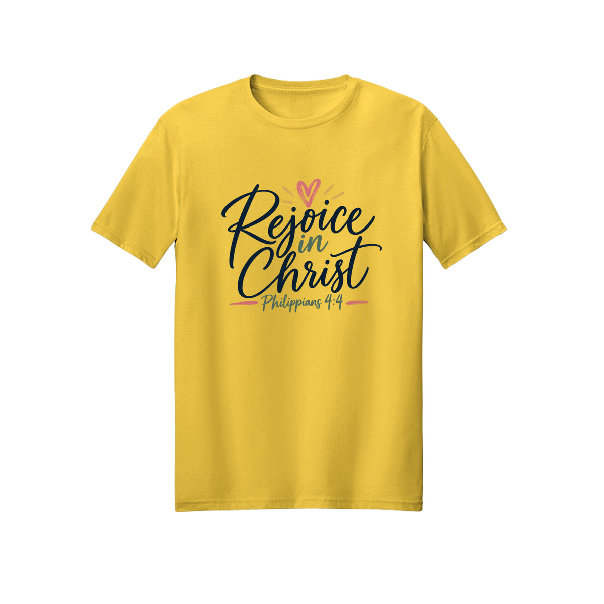 Elegant Script Rejoice in Christ shirt in Daisy