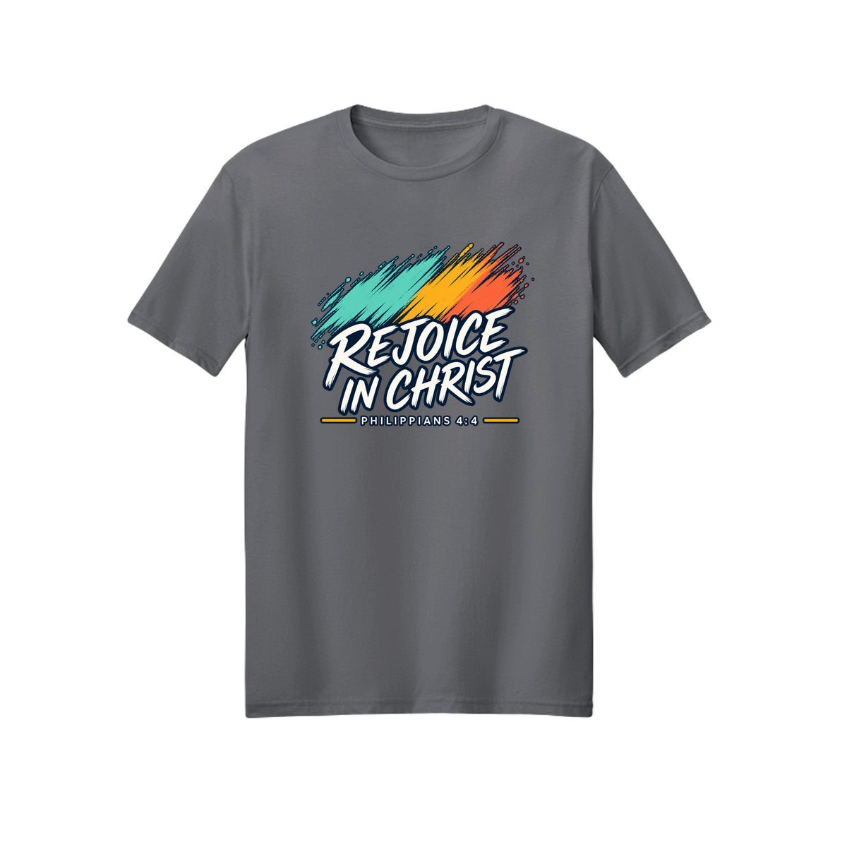 Brush Stroke Rejoice in Christ shirt in Charcoal