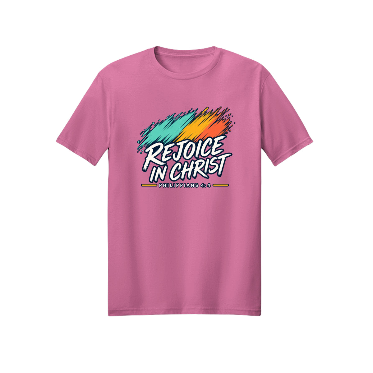 Brush Stroke Rejoice in Christ shirt in Azalea
