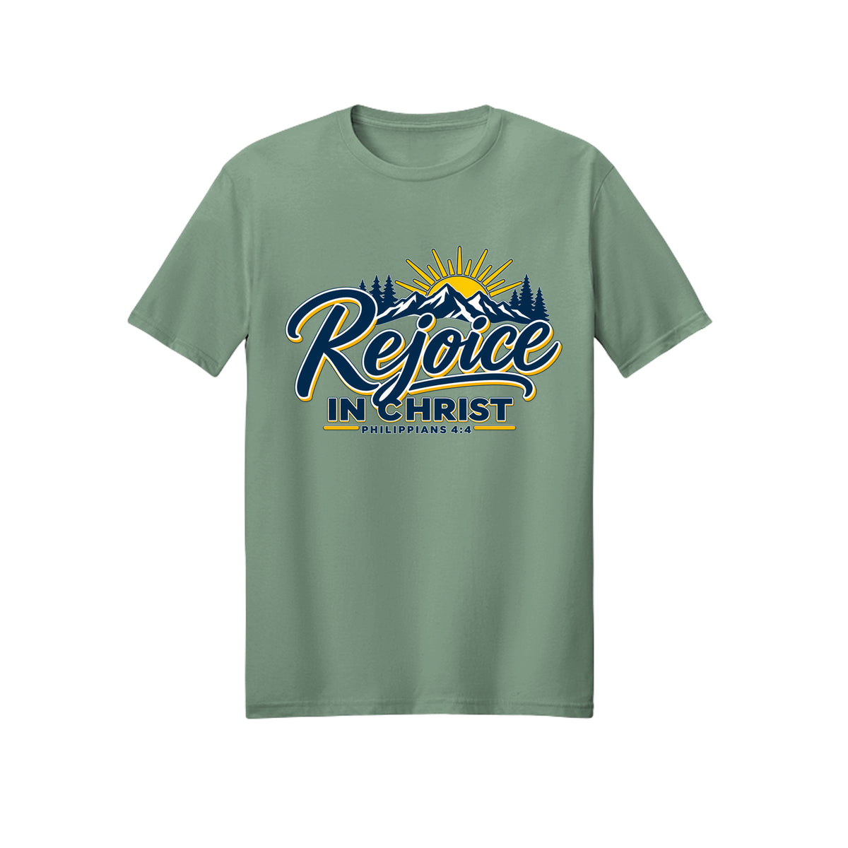 Mountain Rejoice in Christ shirt in Sage