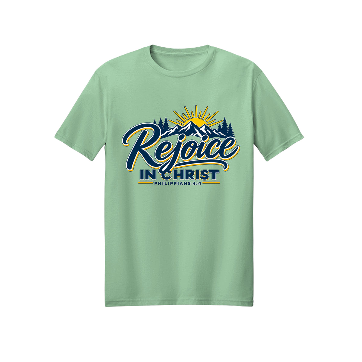 Mountain Rejoice in Christ shirt in Mint Green