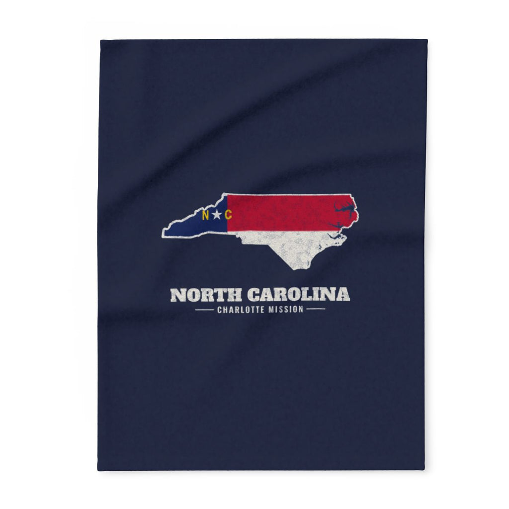 North Carolina Charlotte Mission flag map fleece blanket by Weak Things