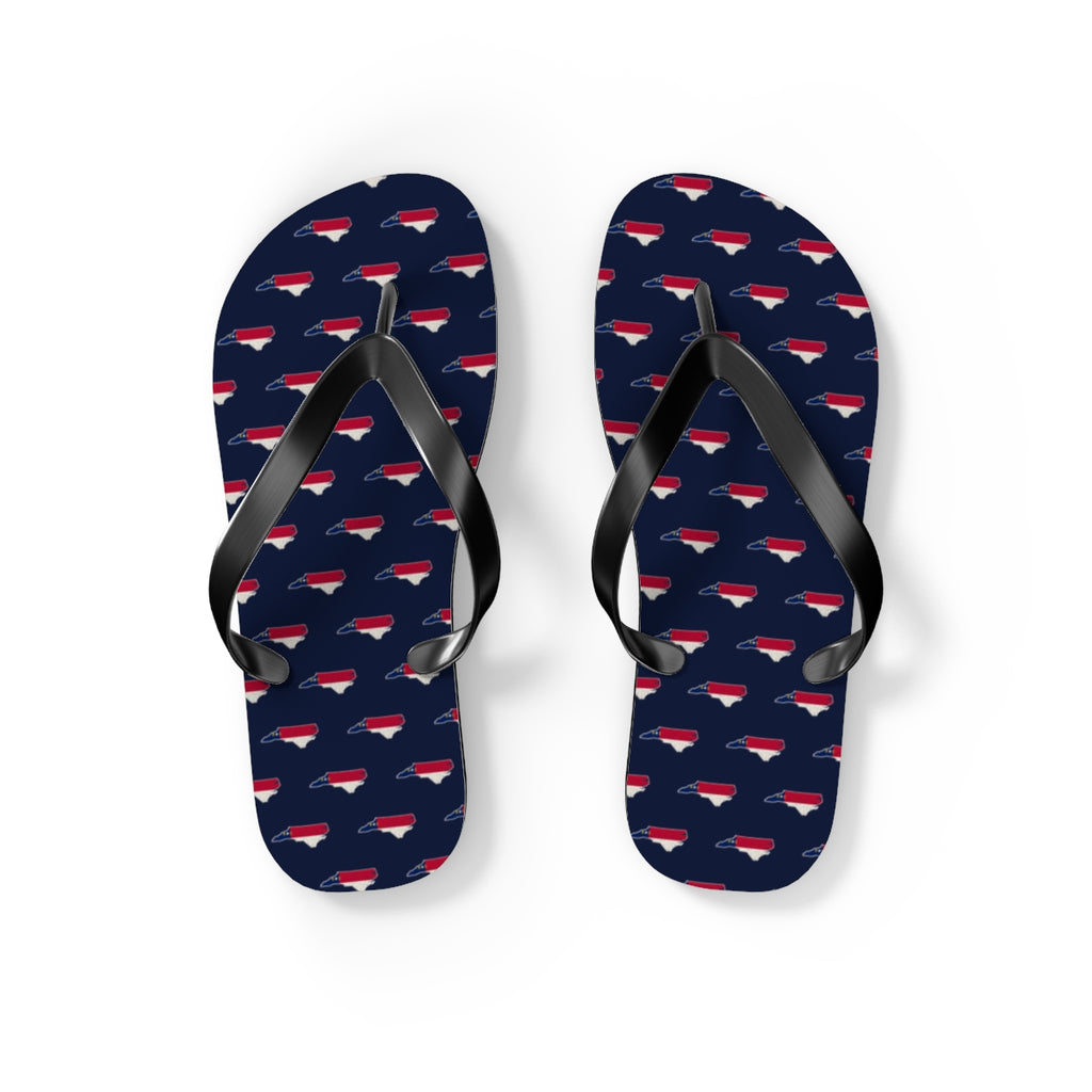 North Carolina Mission flag map flip flops by Weak Things view 2