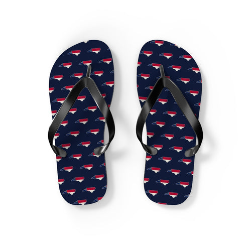 North Carolina Mission flag map flip flops by Weak Things view 2
