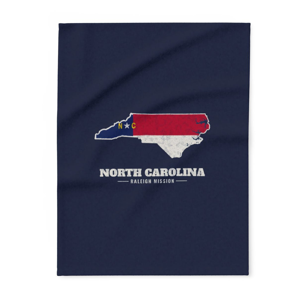 North Carolina Raleigh Mission flag map fleece blanket by Weak Things
