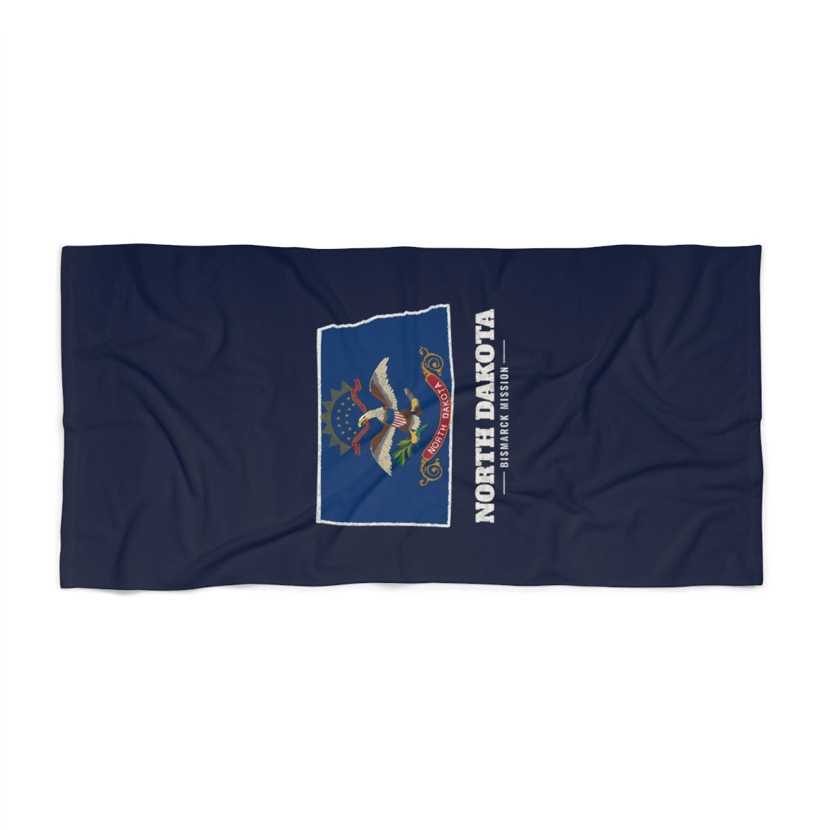 North Dakota Bismarck Mission flag map beach towel by Weak Things view 2