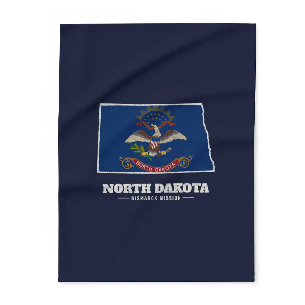 North Dakota Bismarck Mission flag map fleece blanket by Weak Things