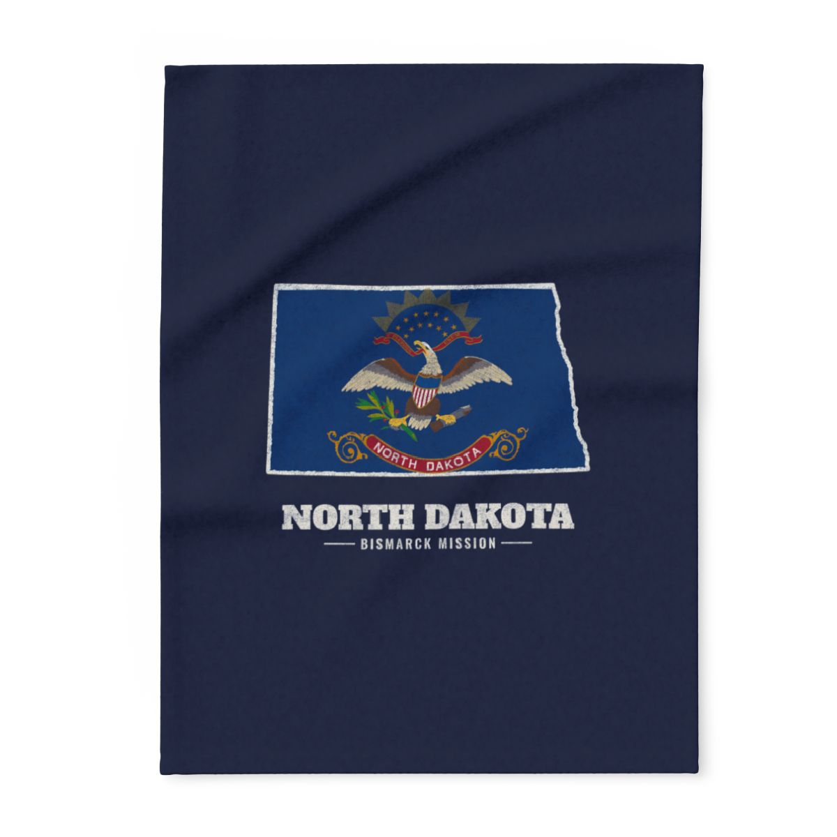 North Dakota Bismarck Mission flag map fleece blanket by Weak Things
