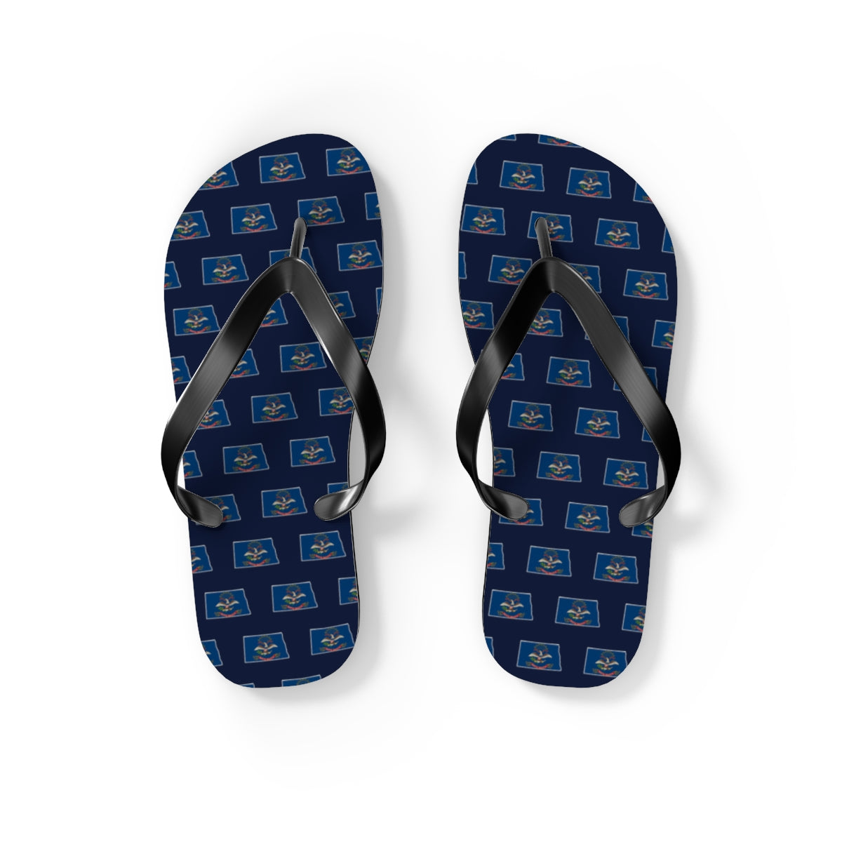 North Dakota Mission flag map flip flops by Weak Things view 2