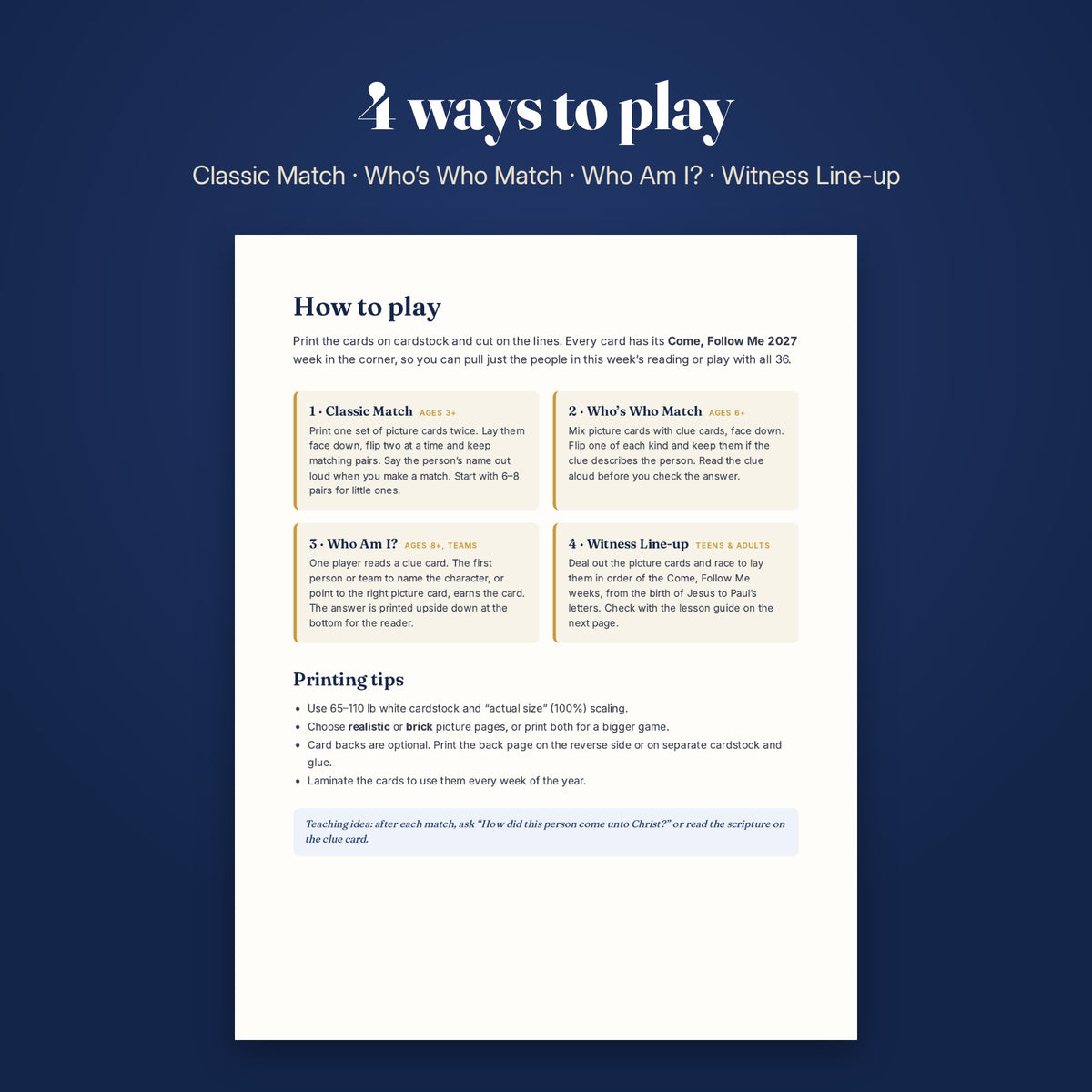 Four ways to play
