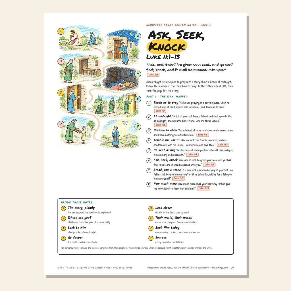 Ask, Seek, Knock sketch notes cover with a hand-drawn map
