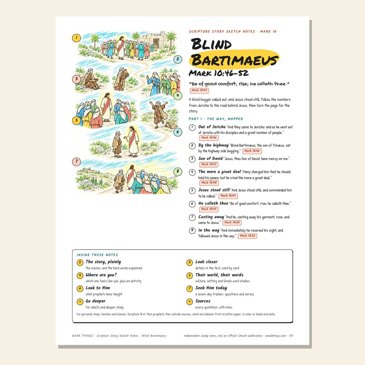Blind Bartimaeus sketch notes cover with a hand-drawn map