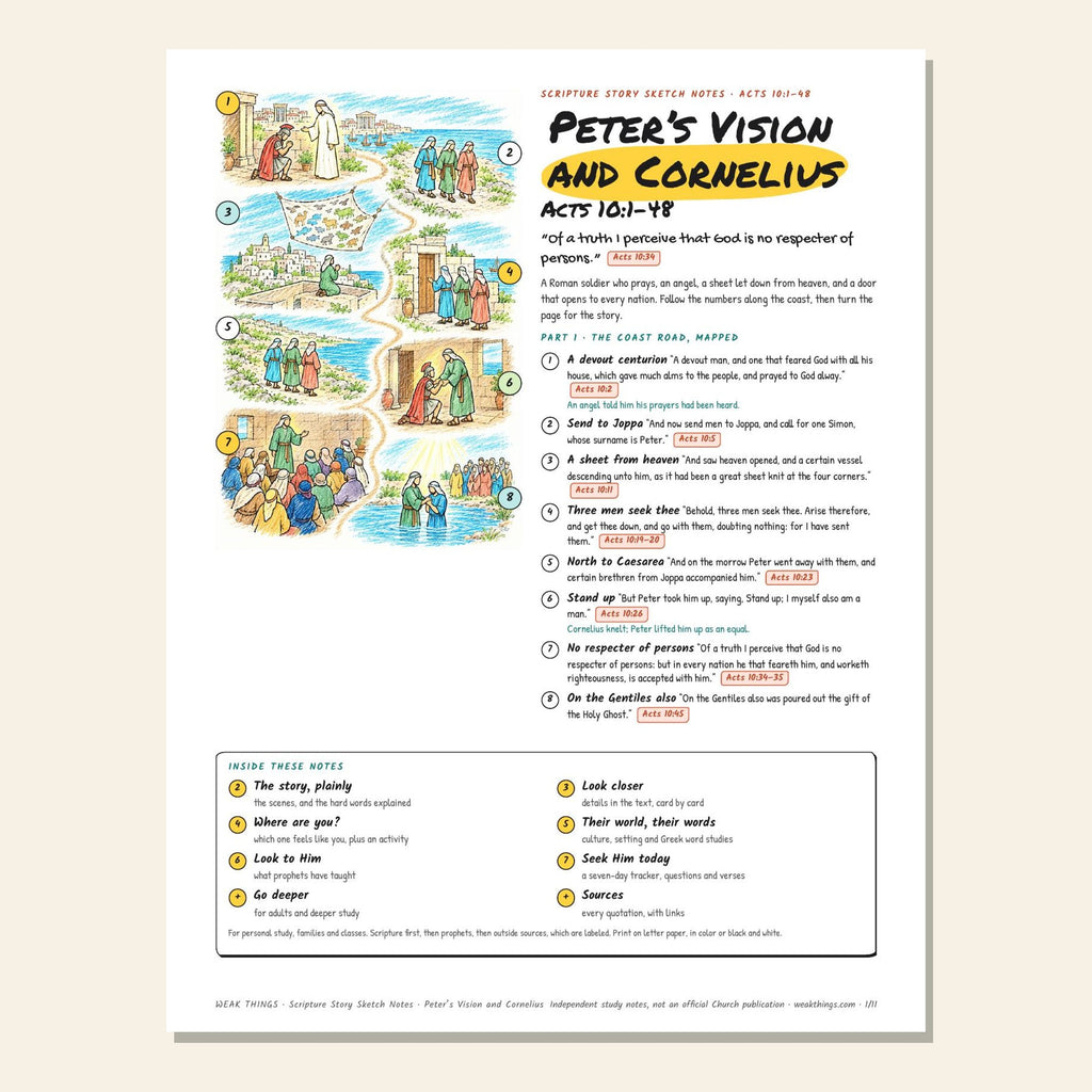 Peter’s Vision and Cornelius sketch notes cover with a hand-drawn map of the coast road