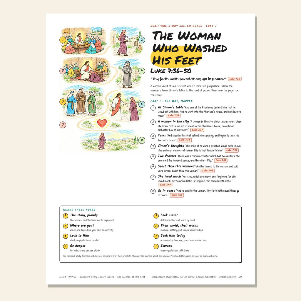 The Woman Who Washed His Feet sketch notes cover with a hand-drawn map