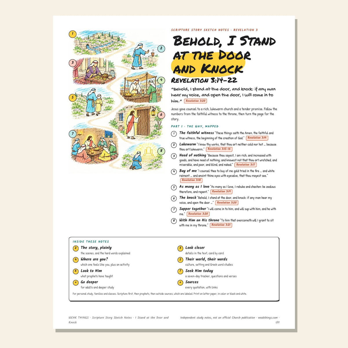 Behold, I Stand at the Door and Knock sketch notes cover with a hand-drawn map