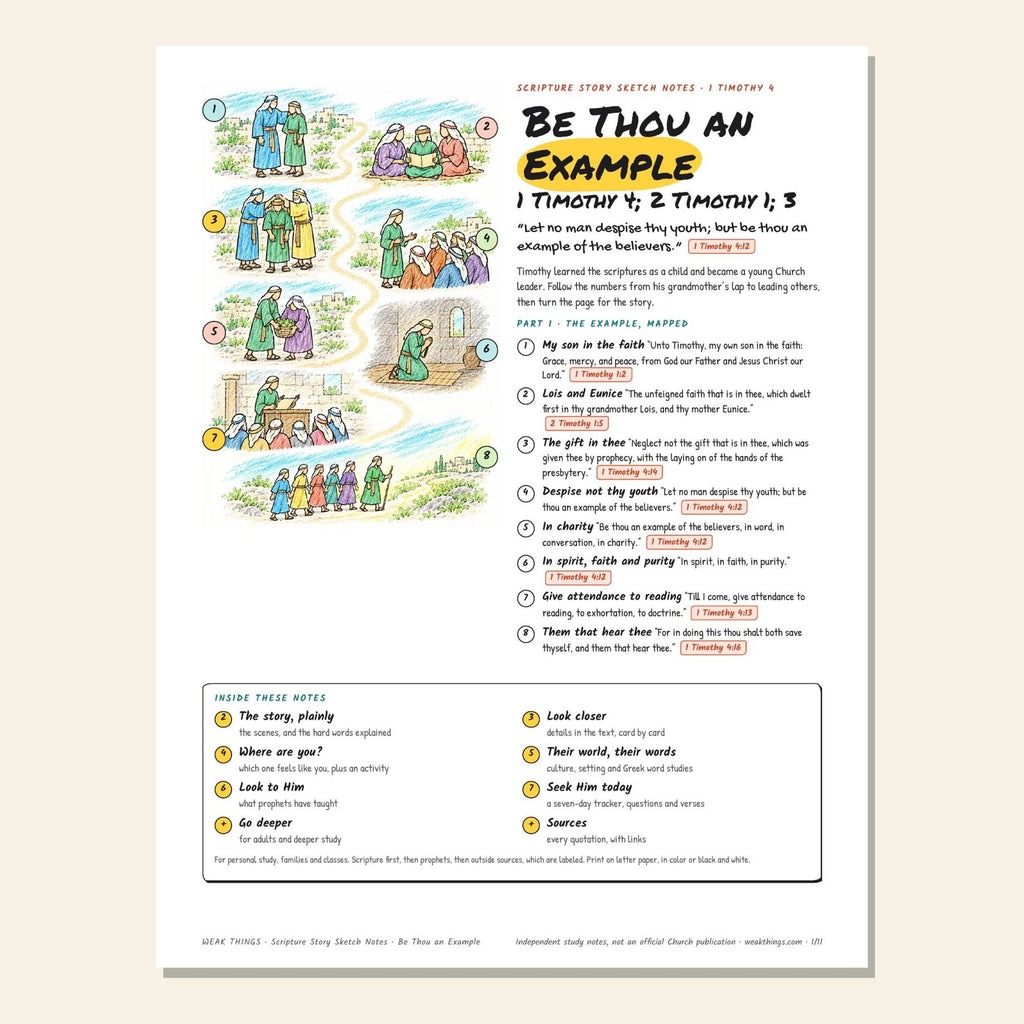 Be Thou an Example sketch notes cover with a hand-drawn map