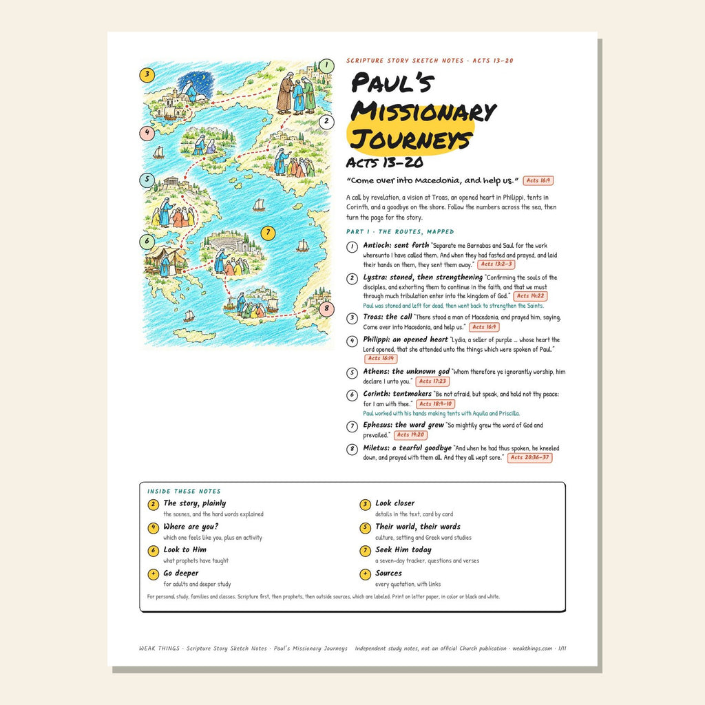 Paul’s Missionary Journeys sketch notes cover with a hand-drawn sea map