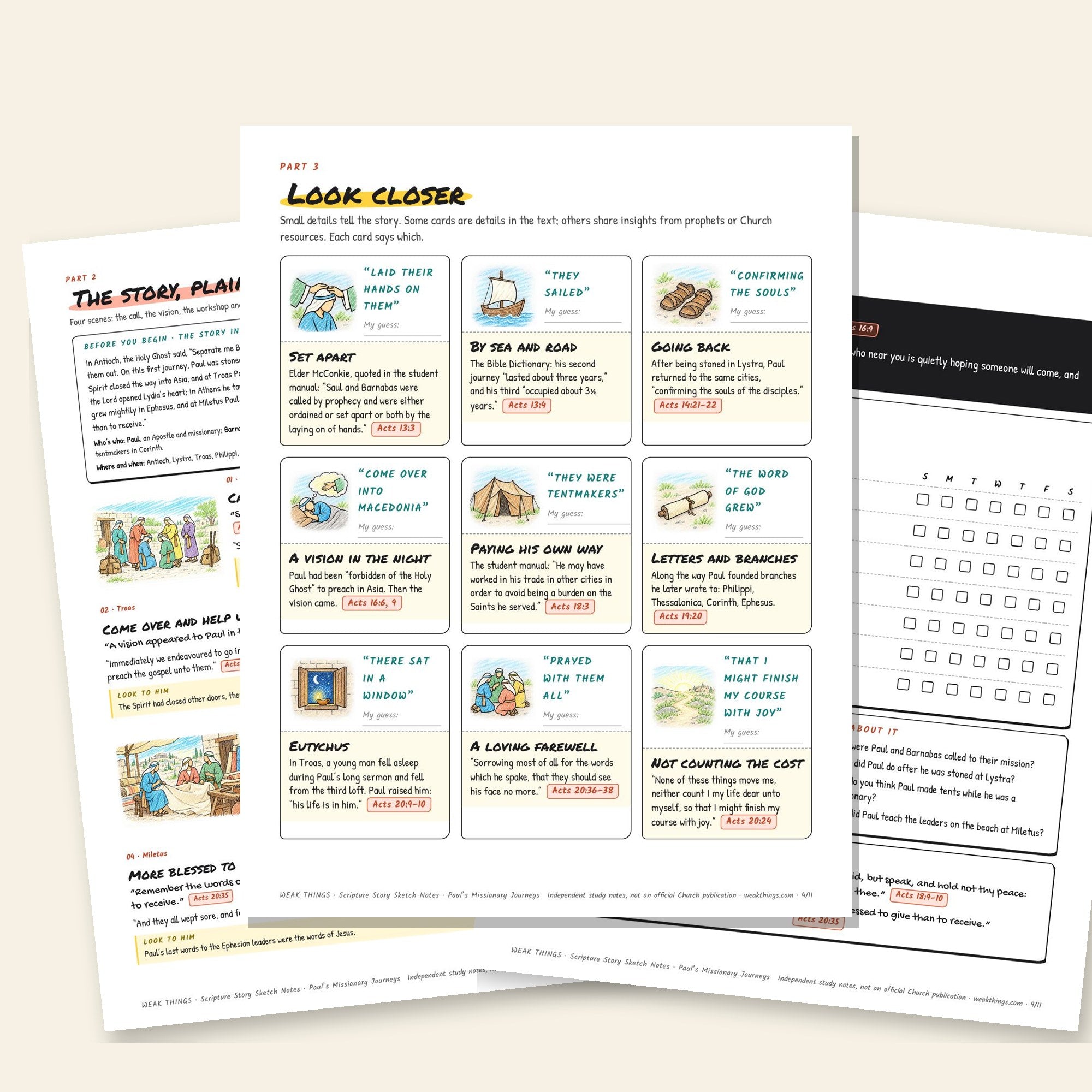 Inside pages of the Paul’s Missionary Journeys printable sketch notes