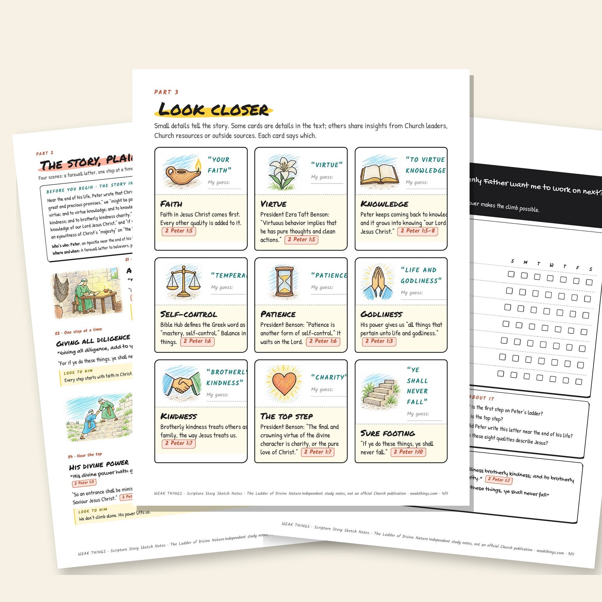 Inside pages of the The Ladder of Divine Nature printable sketch notes