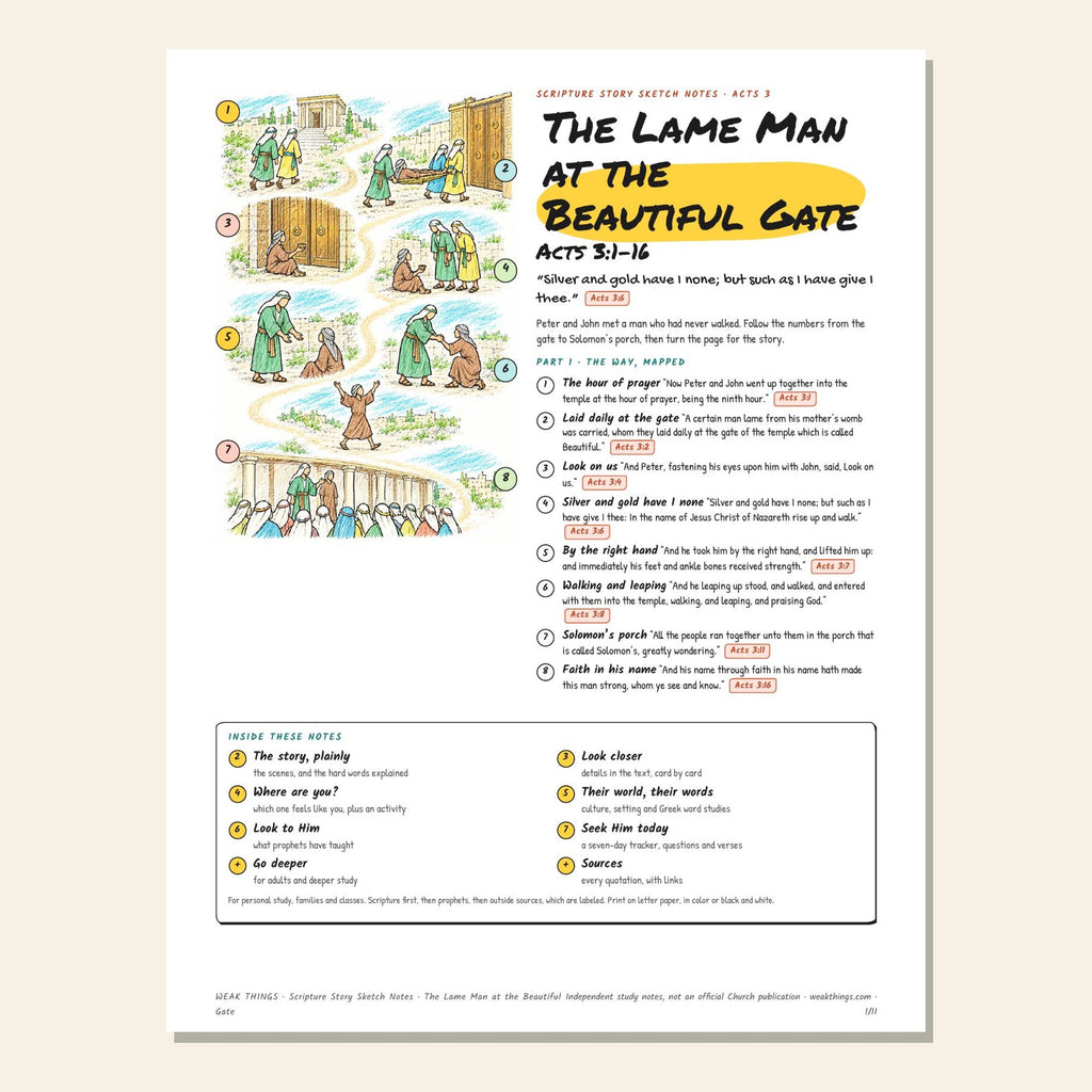 The Lame Man at the Beautiful Gate sketch notes cover with a hand-drawn map