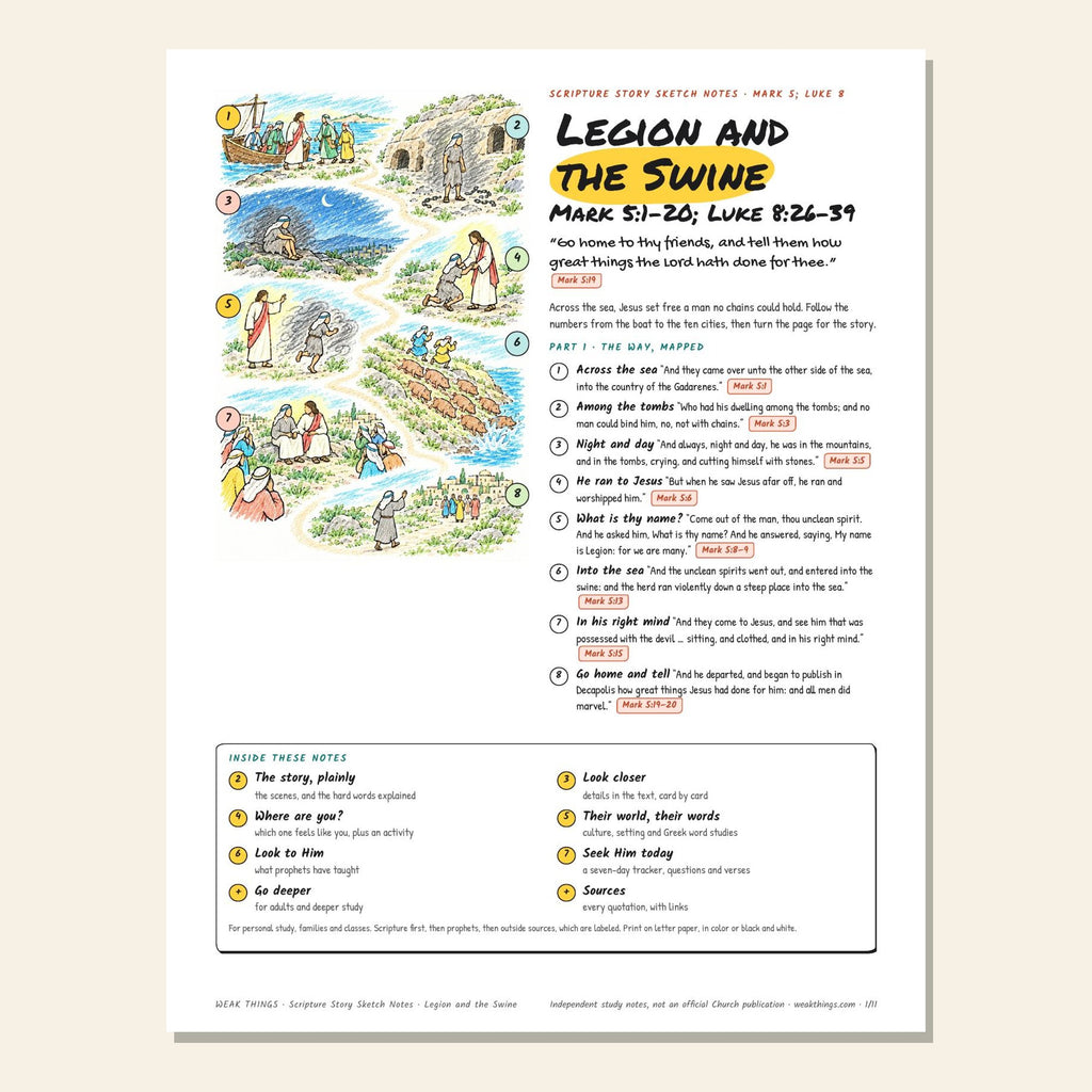 Legion and the Swine sketch notes cover with a hand-drawn map