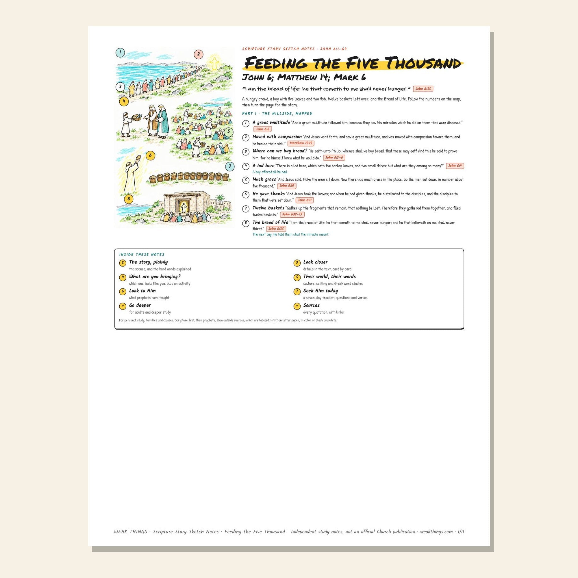 Feeding the Five Thousand printable sketch notes cover