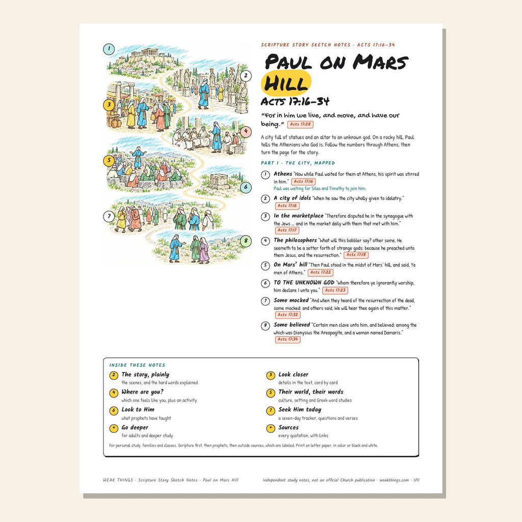 Paul on Mars Hill sketch notes cover with a hand-drawn map of Athens